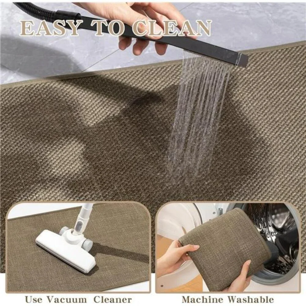 Beige Bathroom Rug 24x17 Thin Non Slip Quick Dry Absorbent Bath Mat Floor Carpet